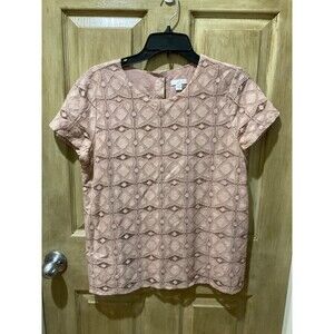 J. Jill Chablis Pink Lace Blouse Size S